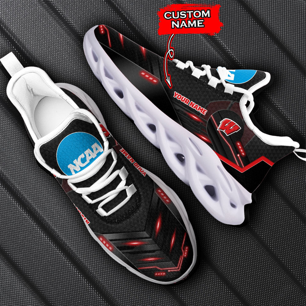 Ideafootwear Wisconsin Badgers NCAA Max Soul Shoes Sneakers For Men And Women
