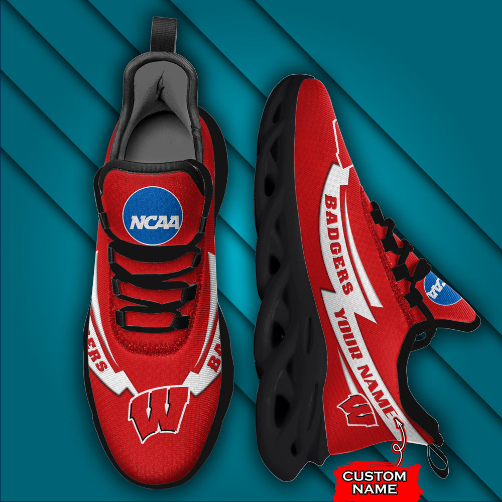 Ideafootwear Wisconsin Badgers NCAA Max Soul Shoes Sneakers For Men And Women