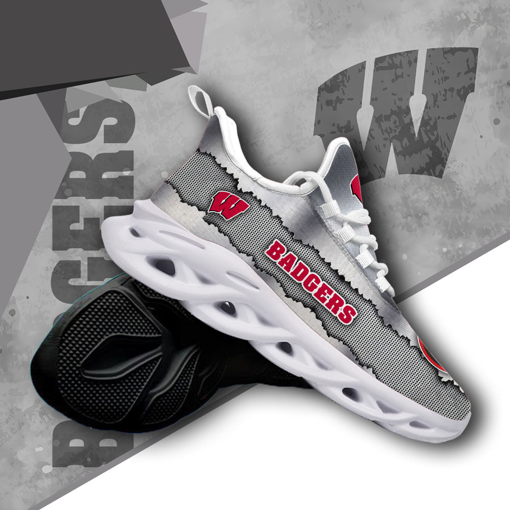 Ideafootwear Wisconsin Badgers NCAA Max Soul Shoes Sneakers For Men And Women