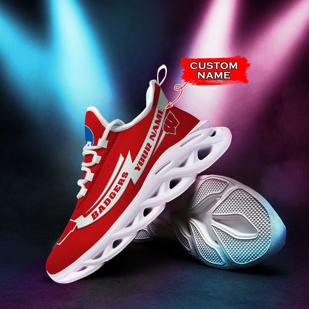 Ideafootwear Wisconsin Badgers NCAA Max Soul Shoes Sneakers For Men And Women