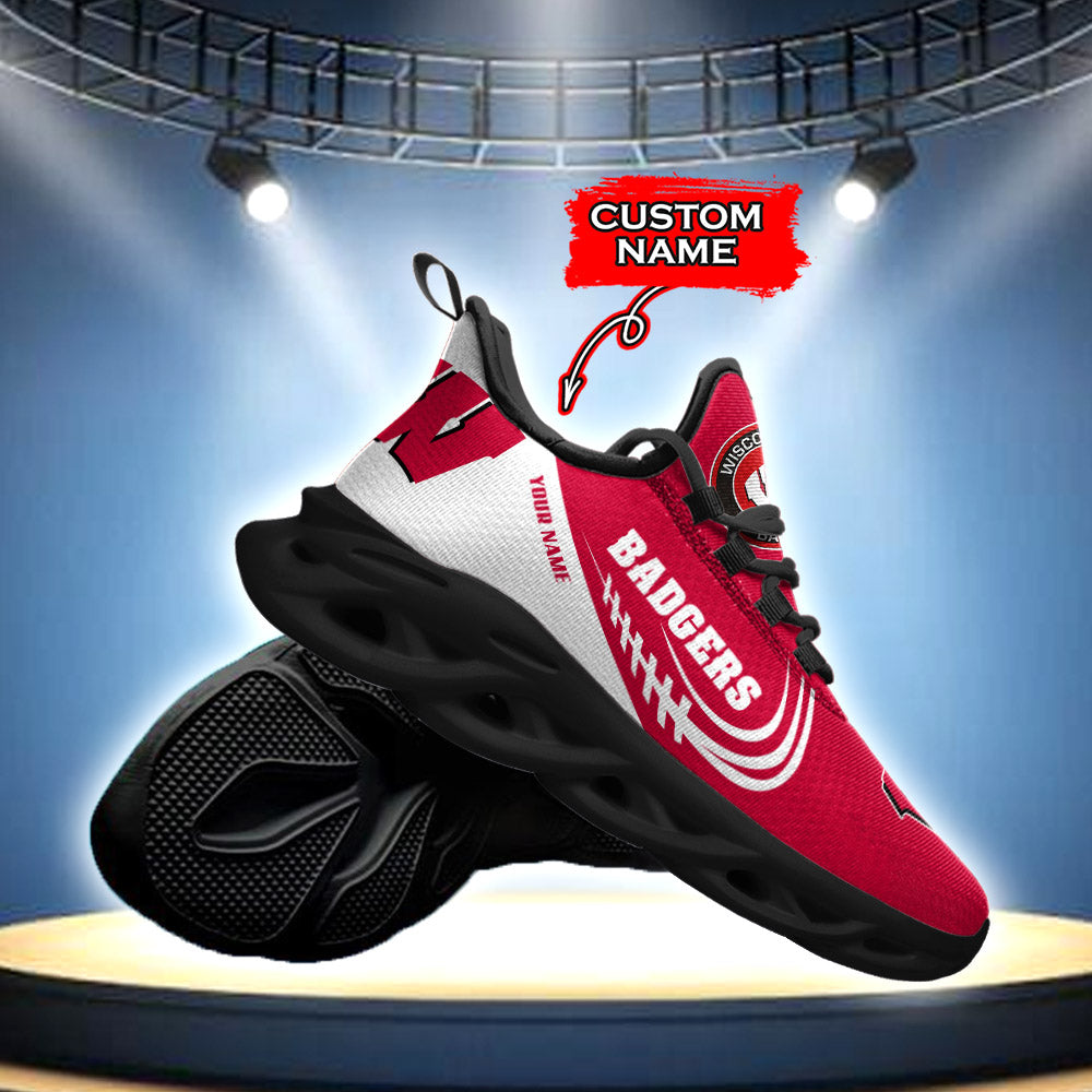 Ideafootwear Wisconsin Badgers NCAA Max Soul Shoes Sneakers For Men And Women