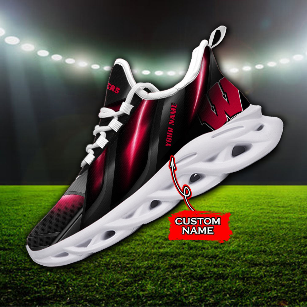 Ideafootwear Wisconsin Badgers NCAA Max Soul Shoes Sneakers For Men And Women