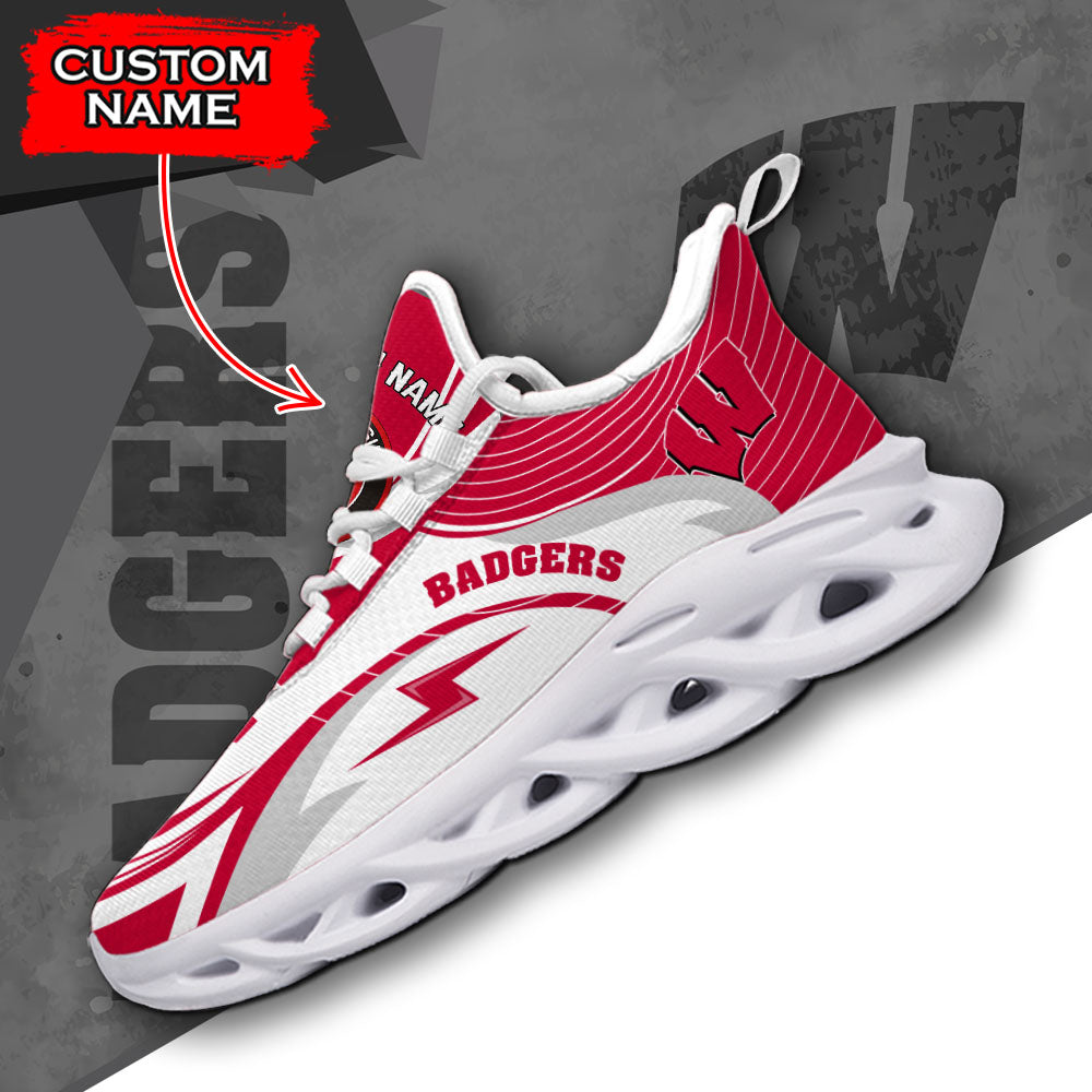 Ideafootwear Wisconsin Badgers NCAA Max Soul Shoes Sneakers For Men And Women