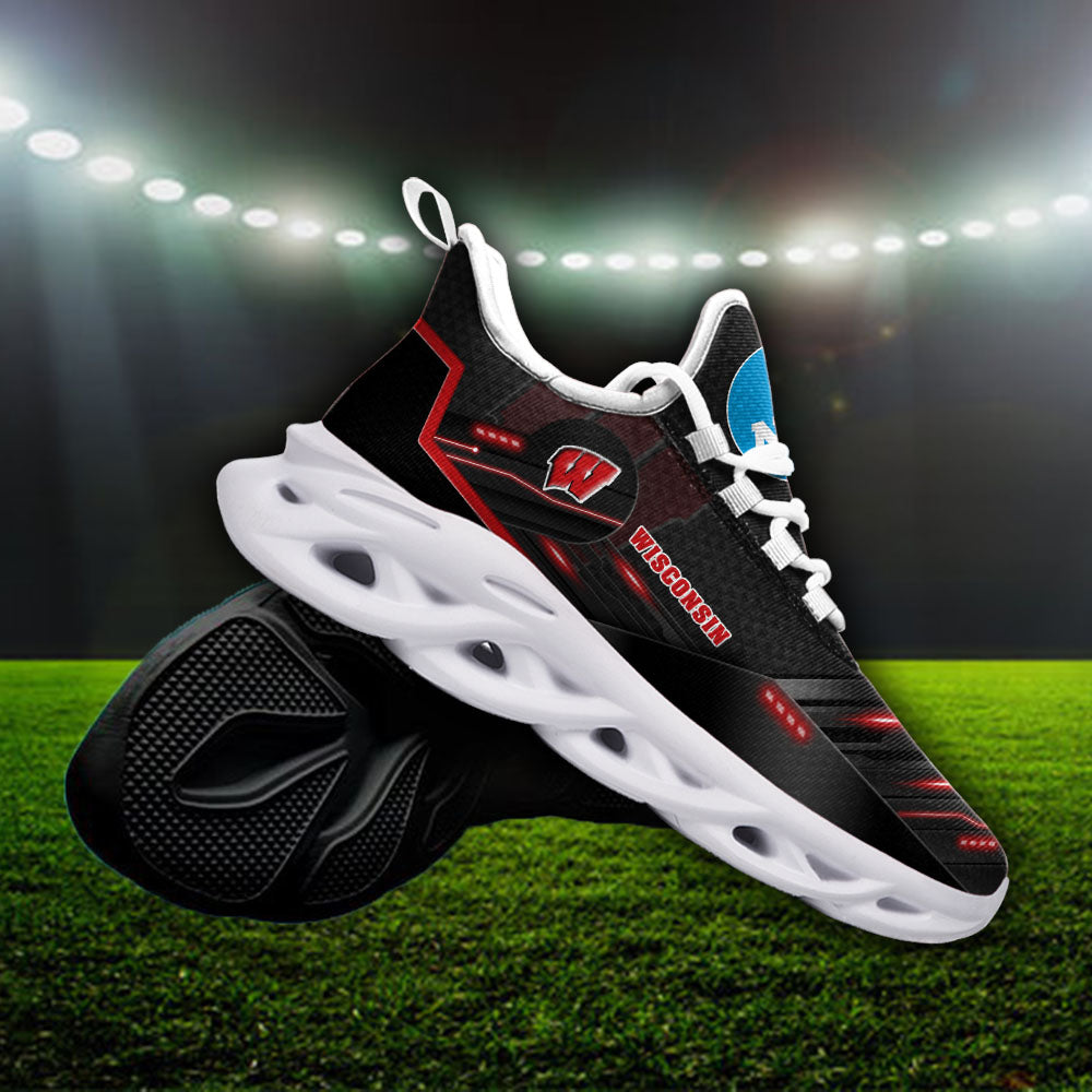 Ideafootwear Wisconsin Badgers NCAA Max Soul Shoes Sneakers For Men And Women