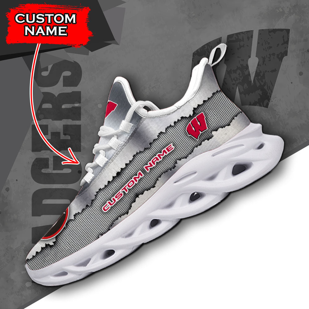 Ideafootwear Wisconsin Badgers NCAA Max Soul Shoes Sneakers For Men And Women