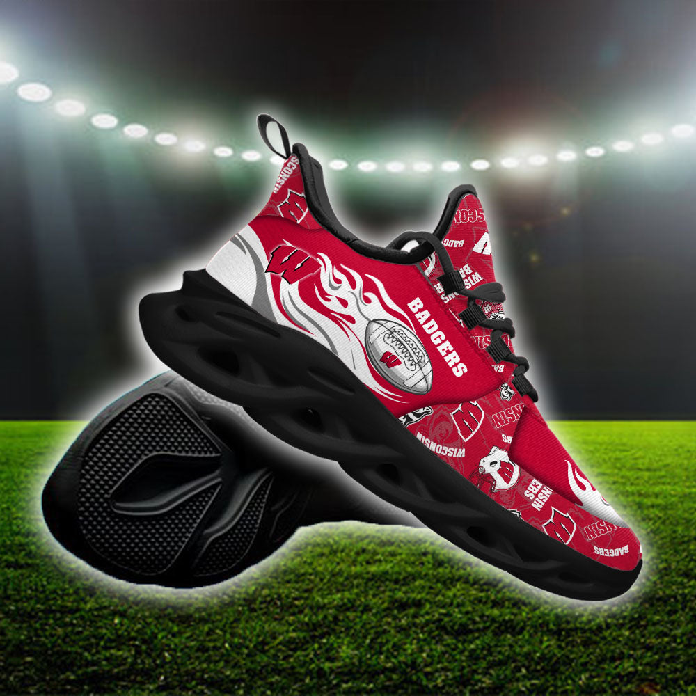 Ideafootwear Wisconsin Badgers NCAA Max Soul Shoes Sneakers For Men And Women
