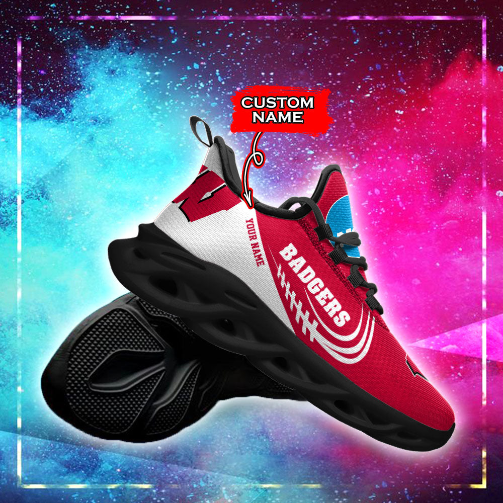 Ideafootwear Wisconsin Badgers NCAA Max Soul Shoes Sneakers For Men And Women