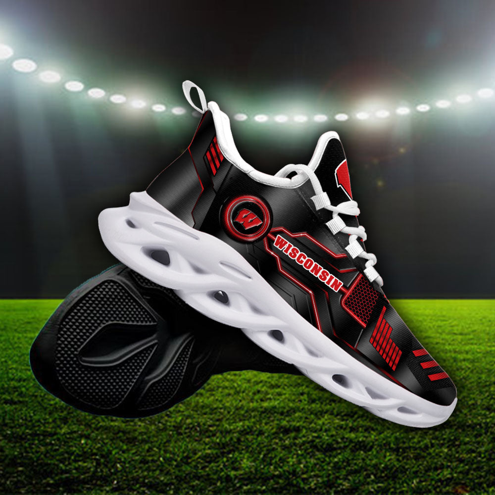 Ideafootwear Wisconsin Badgers NCAA Max Soul Shoes Sneakers For Men And Women