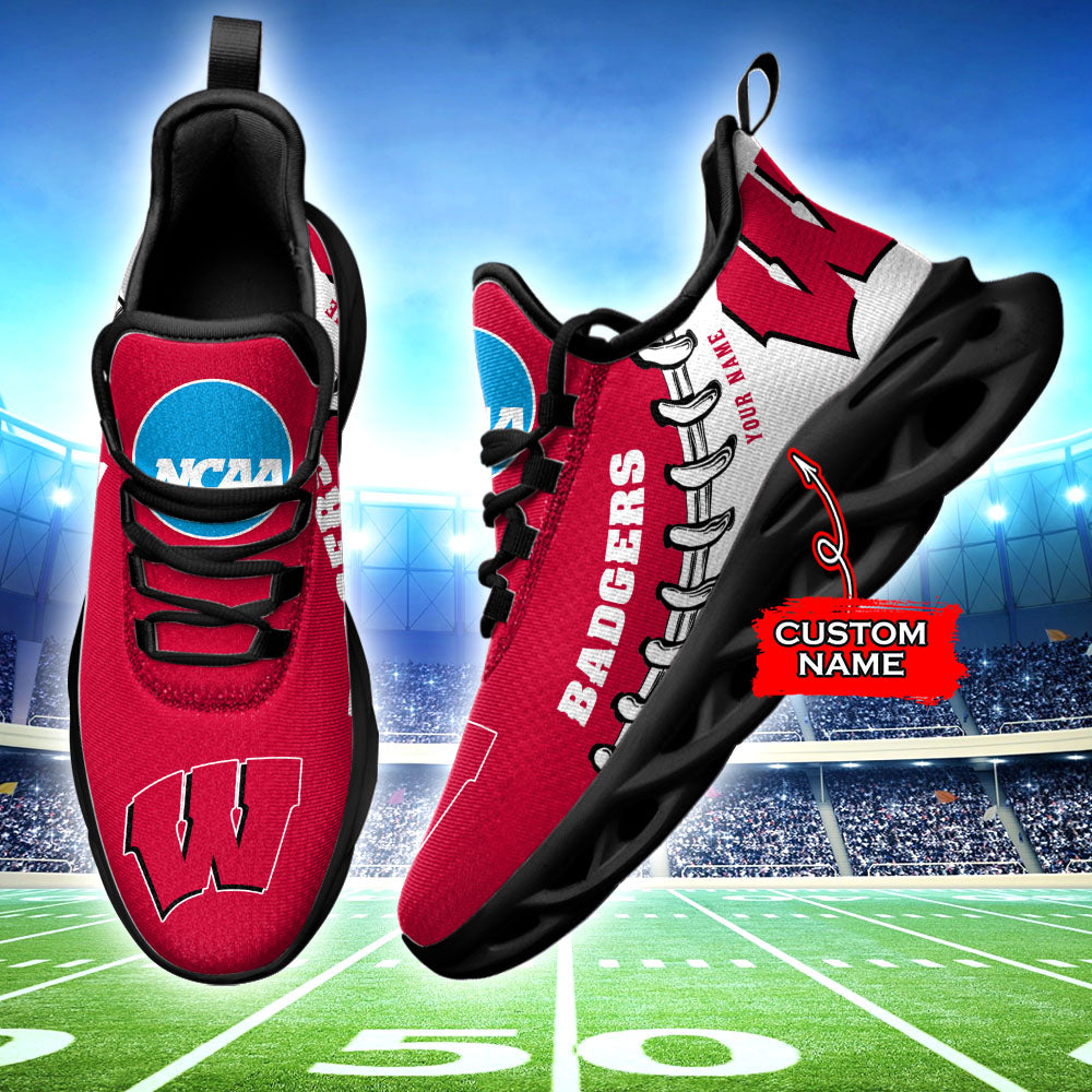 Ideafootwear Wisconsin Badgers NCAA Max Soul Shoes Sneakers For Men And Women