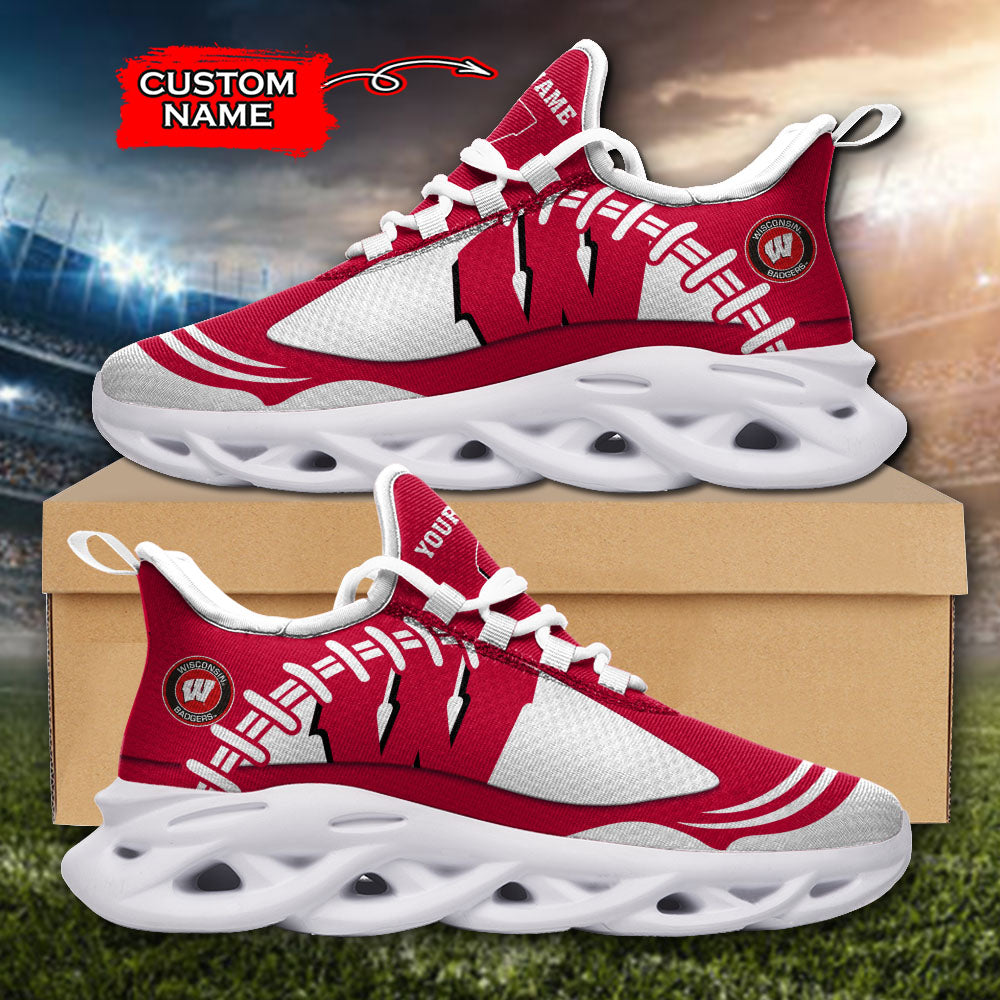Ideafootwear Wisconsin Badgers NCAA Max Soul Shoes Sneakers For Men And Women
