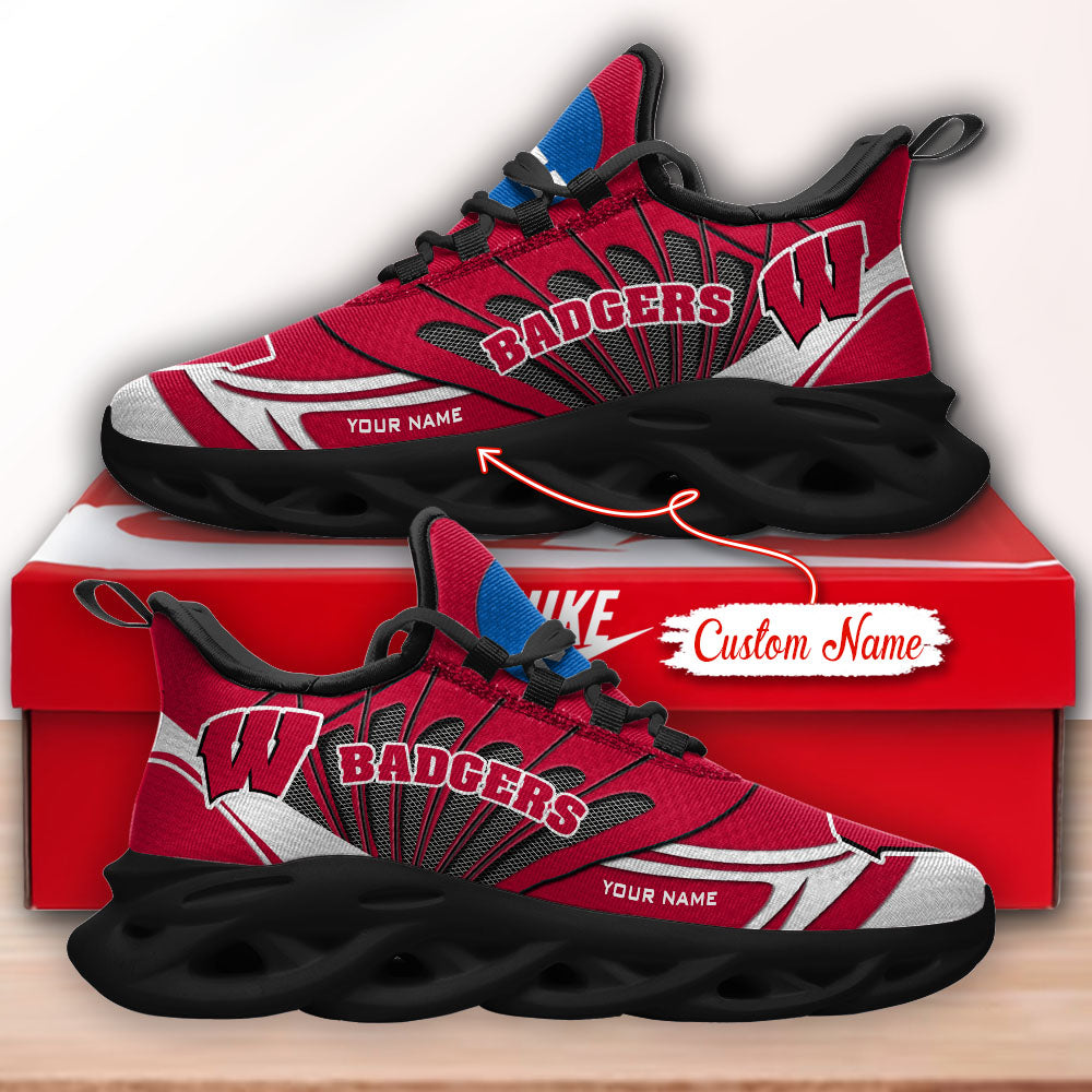 Ideafootwear Wisconsin Badgers NCAA Max Soul Shoes Sneakers For Men And Women