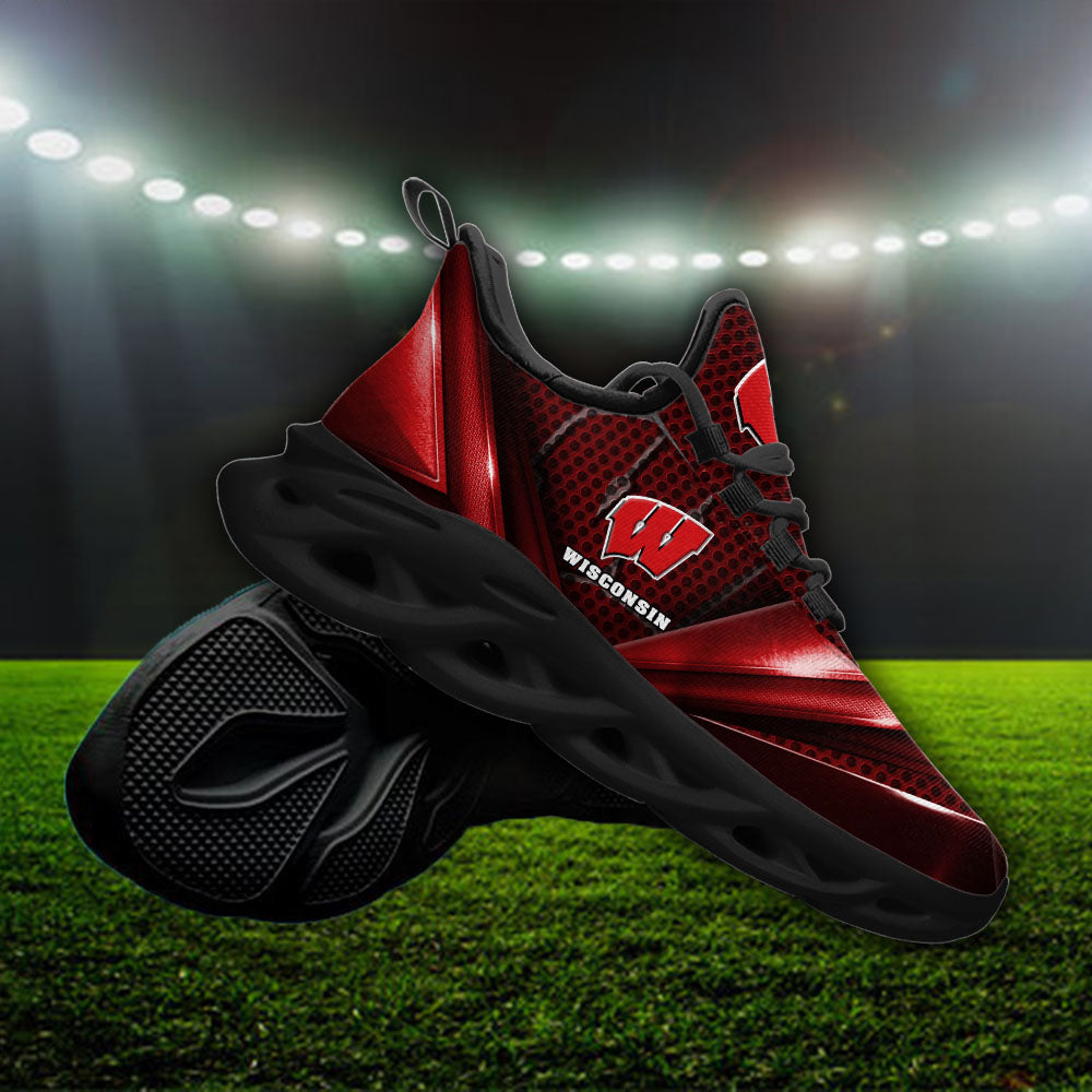 Ideafootwear Wisconsin Badgers NCAA Max Soul Shoes Sneakers For Men And Women