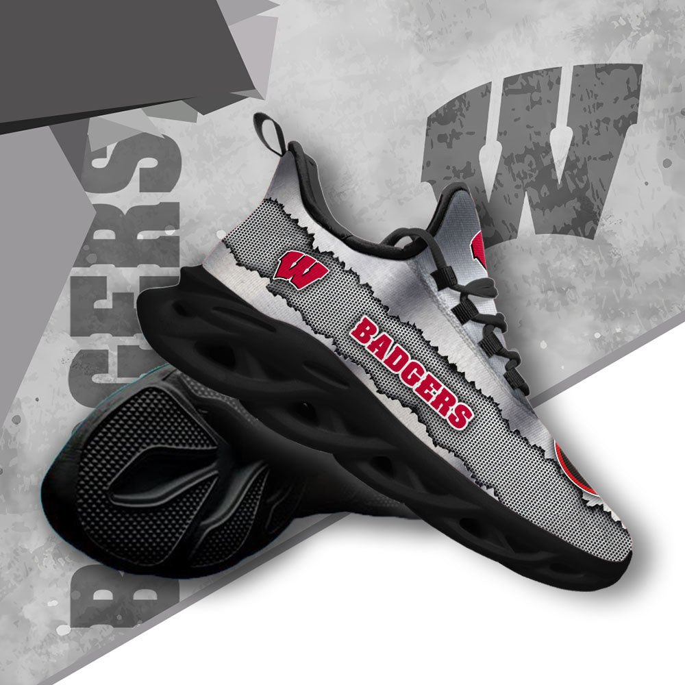 Ideafootwear Wisconsin Badgers NCAA Max Soul Shoes Sneakers For Men And Women