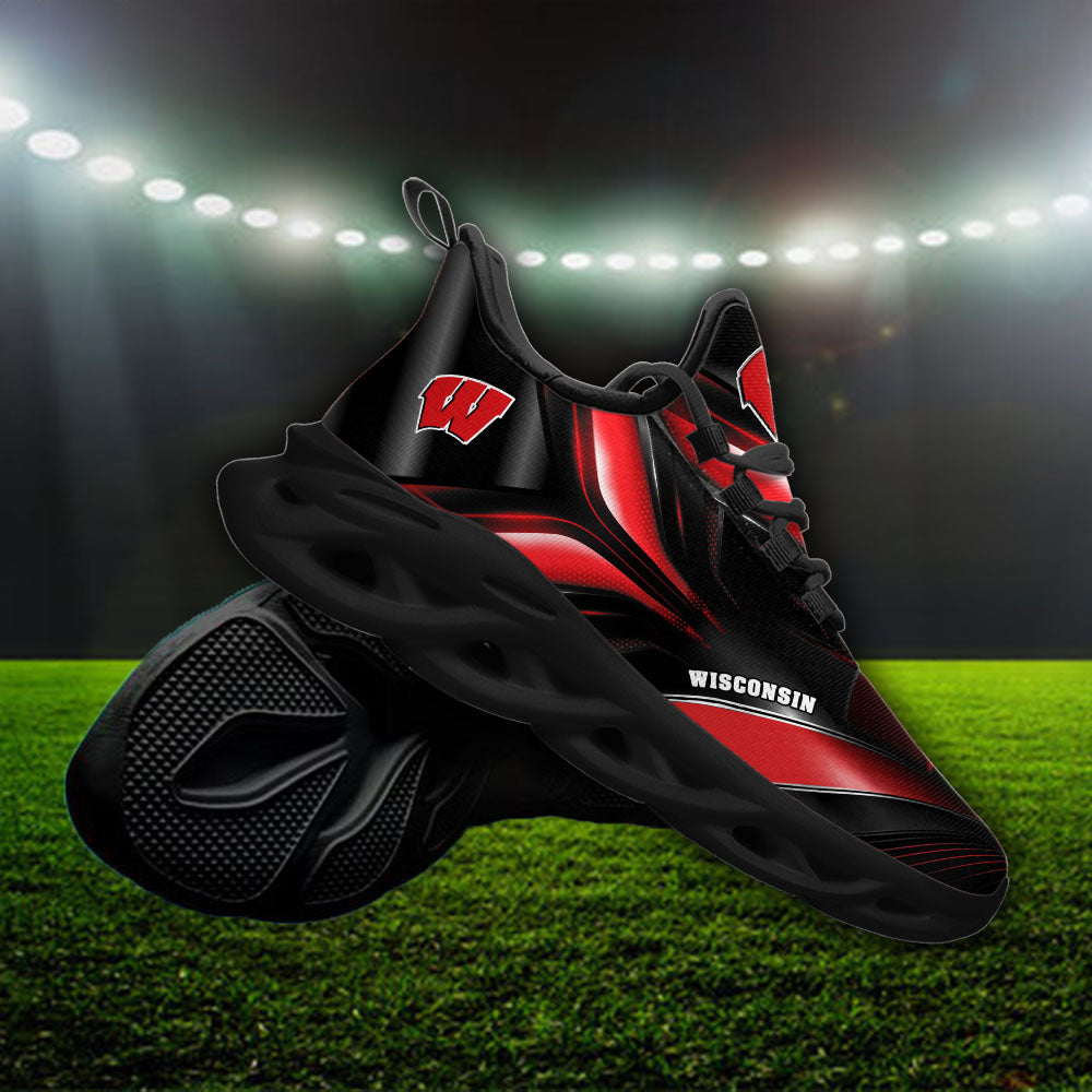 Ideafootwear Wisconsin Badgers NCAA Max Soul Shoes Sneakers For Men And Women