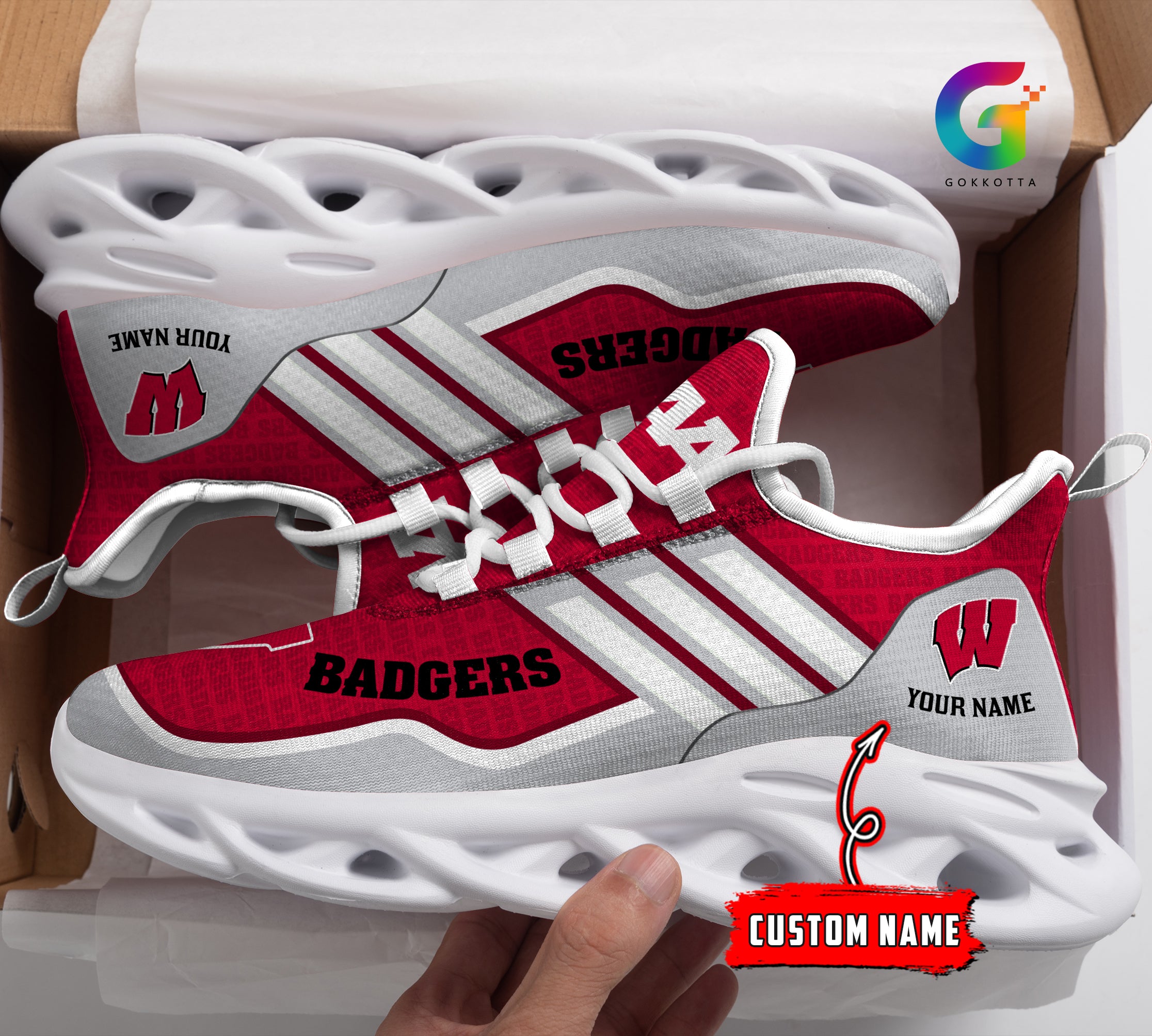 Ideafootwear Wisconsin Badgers NCAA Max Soul Shoes Sneakers For Men And Women