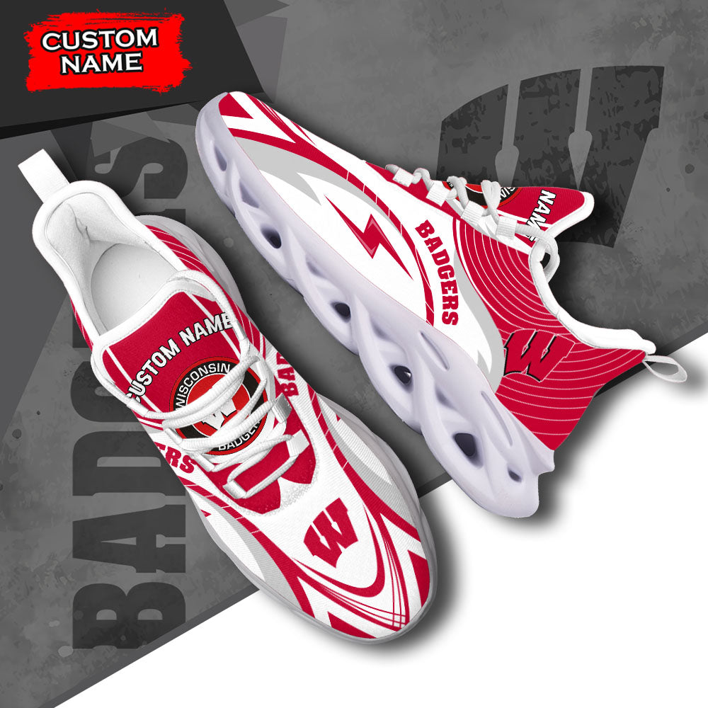Ideafootwear Wisconsin Badgers NCAA Max Soul Shoes Sneakers For Men And Women