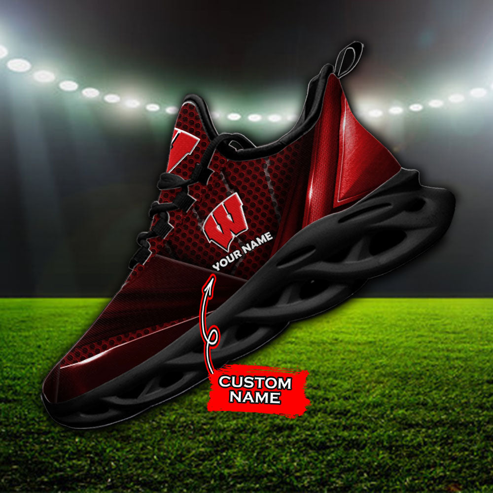 Ideafootwear Wisconsin Badgers NCAA Max Soul Shoes Sneakers For Men And Women