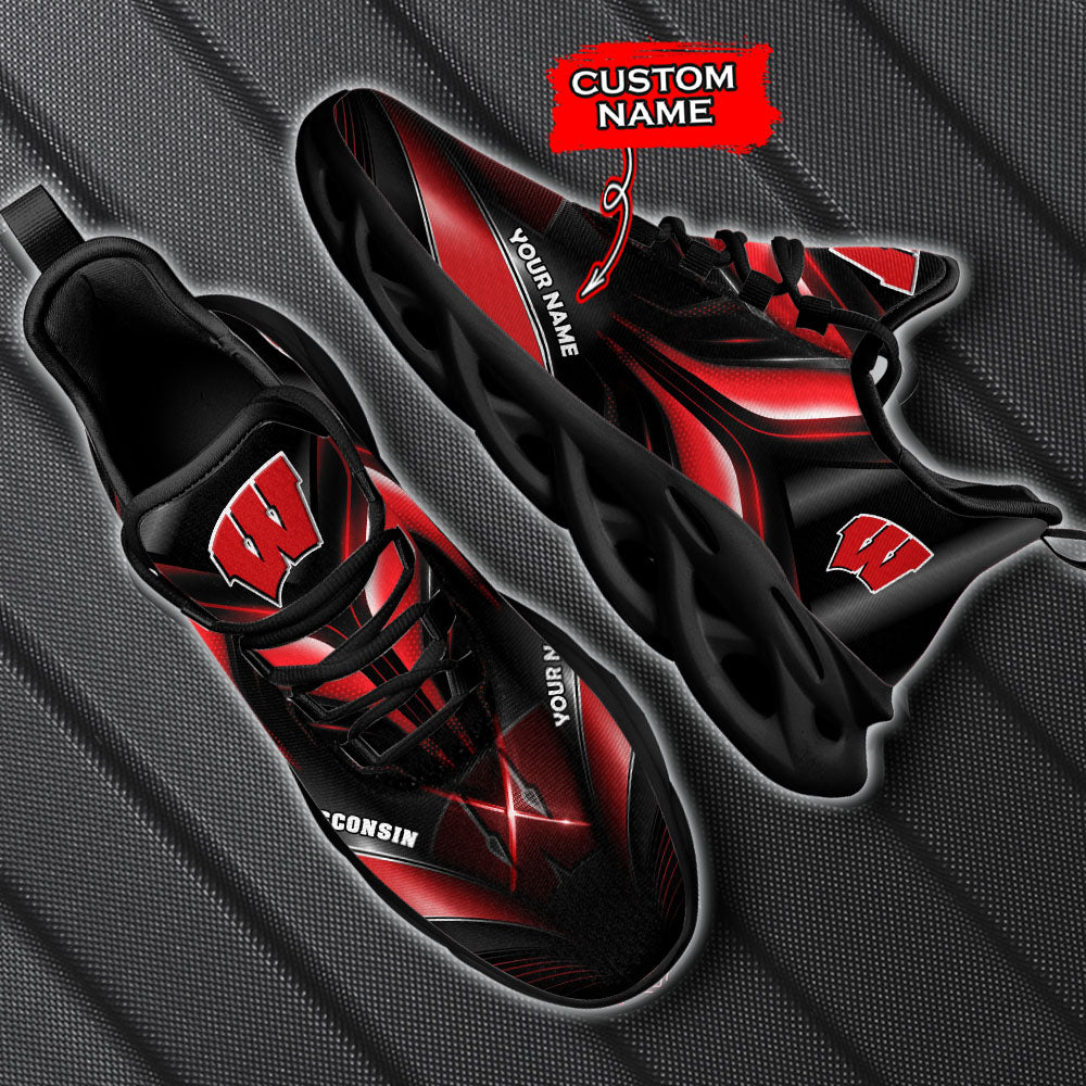 Ideafootwear Wisconsin Badgers NCAA Max Soul Shoes Sneakers For Men And Women