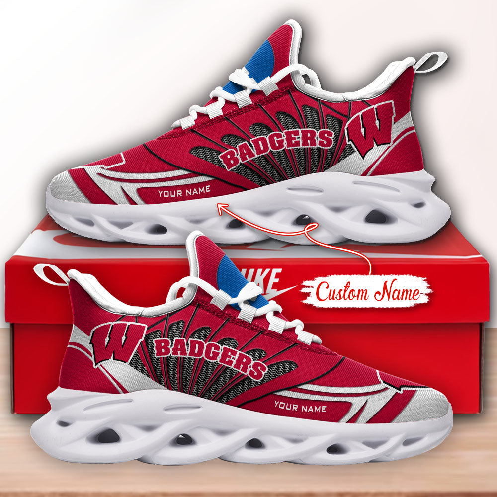 Ideafootwear Wisconsin Badgers NCAA Max Soul Shoes Sneakers For Men And Women