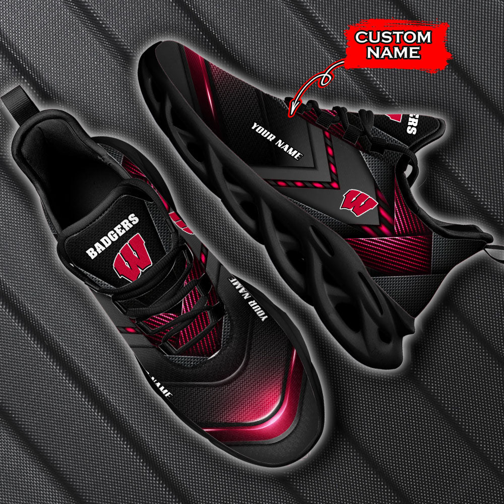 Ideafootwear Wisconsin Badgers NCAA Max Soul Shoes Sneakers For Men And Women