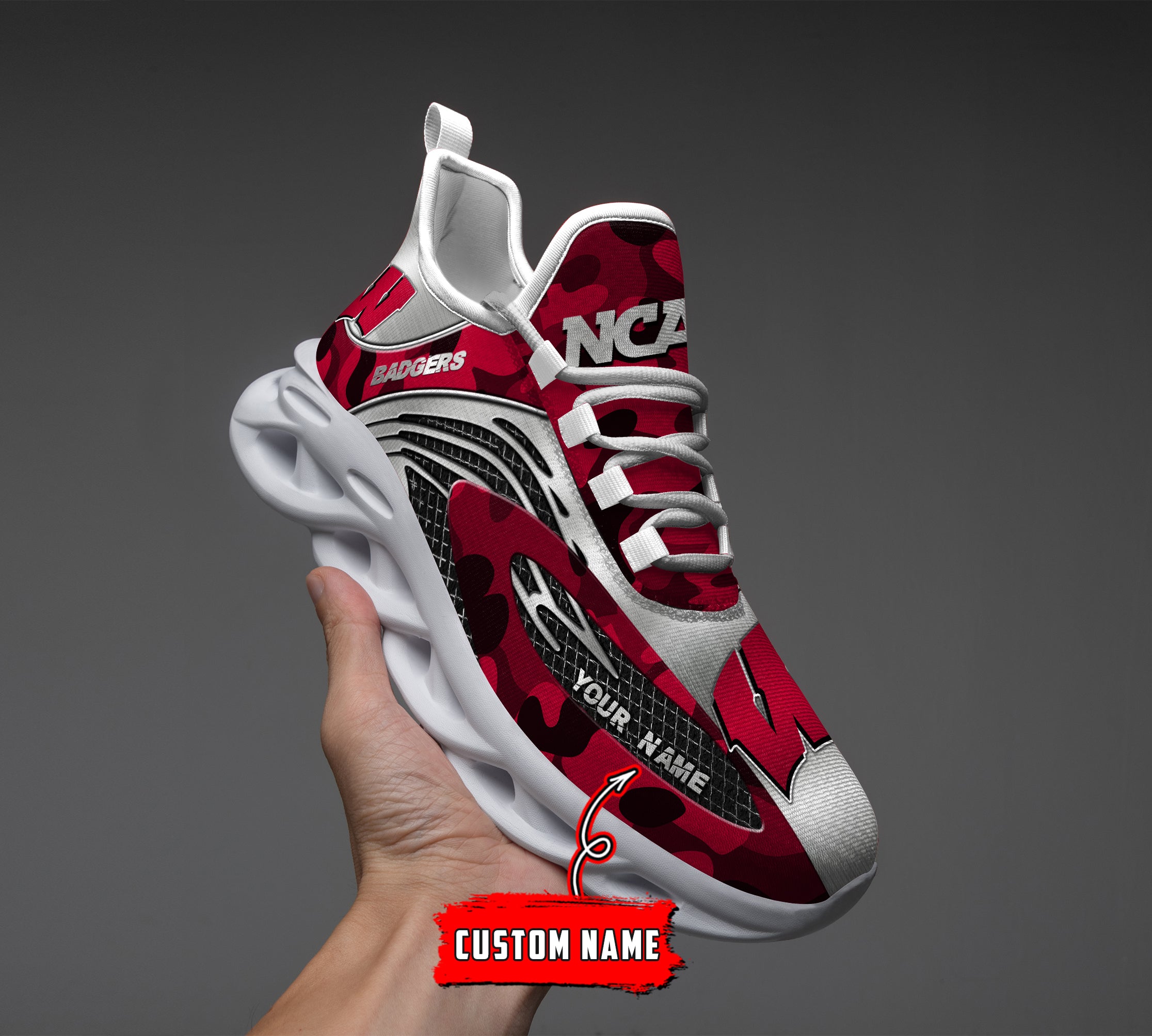 Ideafootwear Wisconsin Badgers NCAA Max Soul Shoes Sneakers For Men And Women