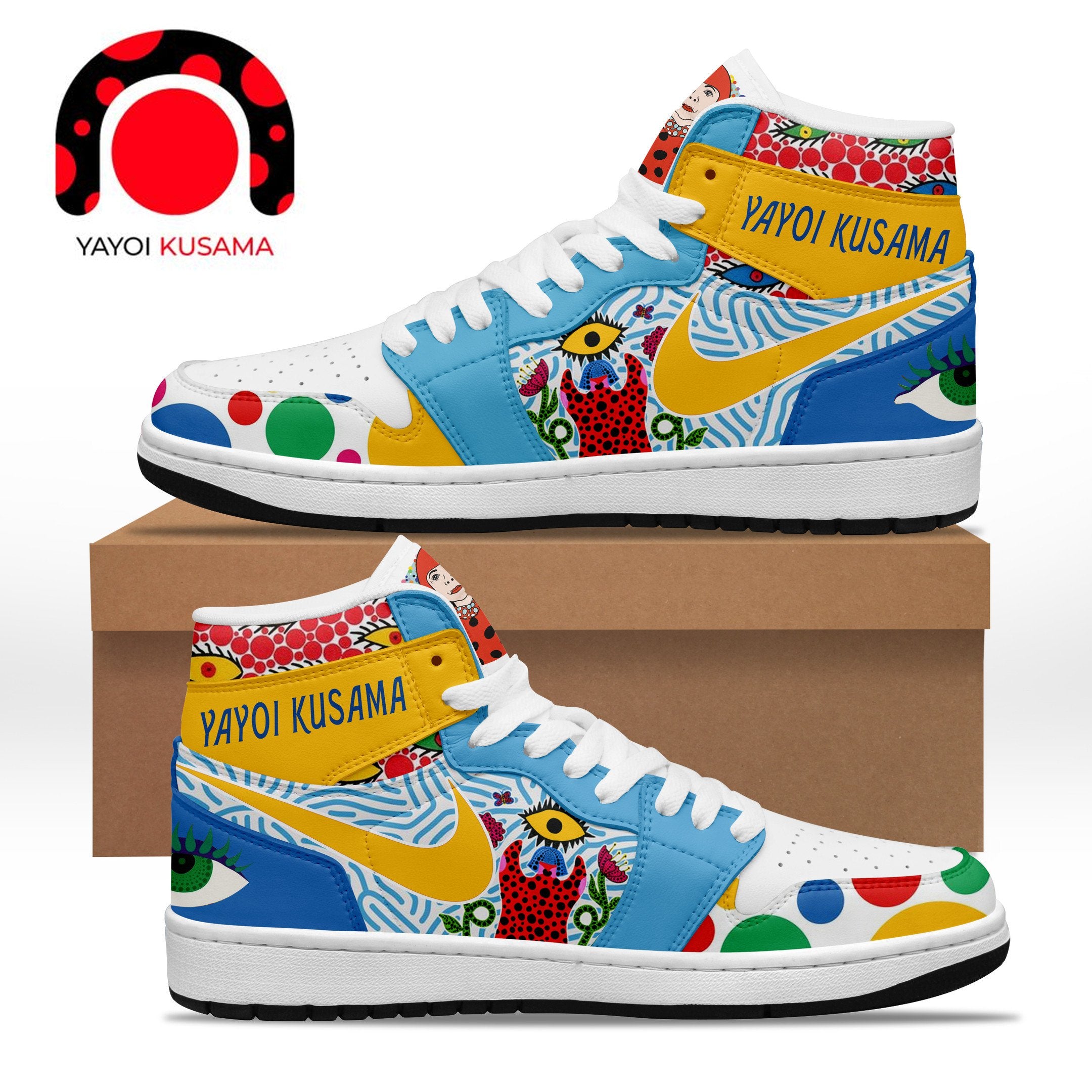 Ideafootwear Yayoi Kusama AJ1 High Sneakers Shoes For Men And Women