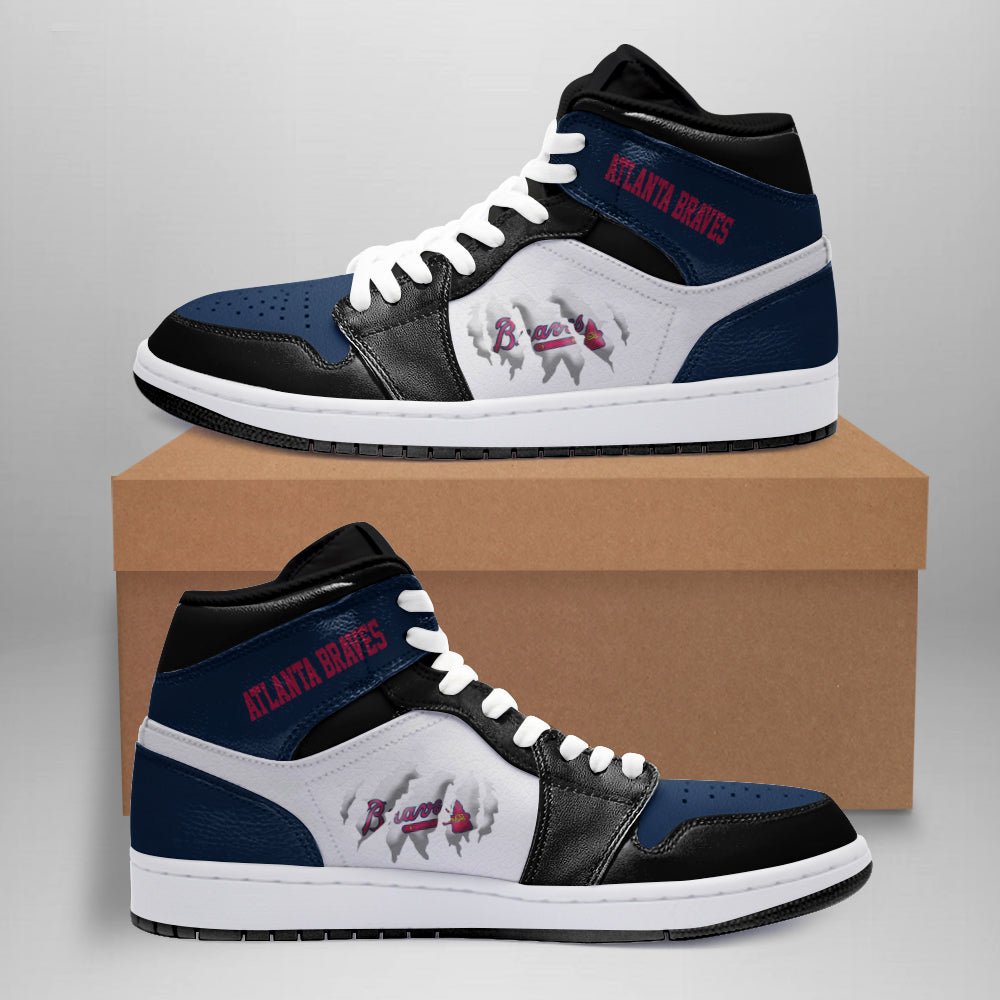 Ideafootwear Atlanta Braves AJ1 High Sneakers Shoes For Men And Women 4
