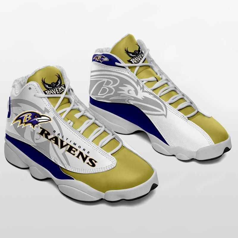 Ideafootwear Baltimore Ravens AJ13 Sneakers Shoes For Men And Women 9