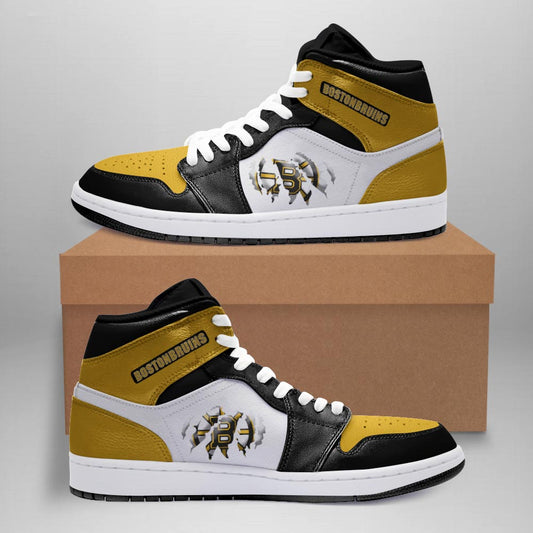 Ideafootwear Boston Bruins AJ1 High Sneakers Shoes For Men And Women 7