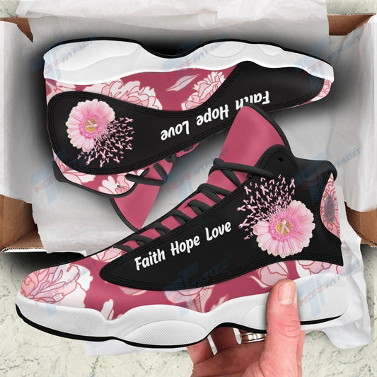 Ideafootwear Breast Cancer Flower AJ13 Sneakers Shoes For Men And Women 1