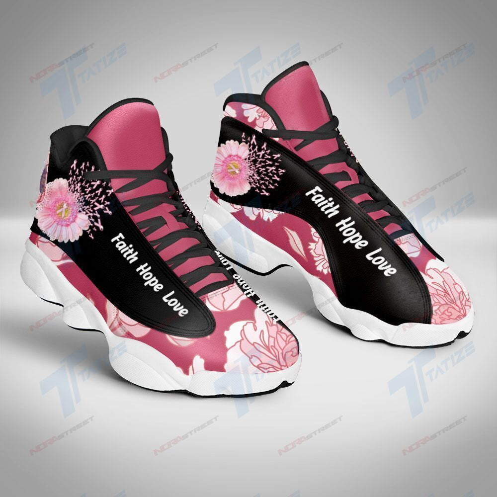 Ideafootwear Breast Cancer Flower AJ13 Sneakers Shoes For Men And Women 1