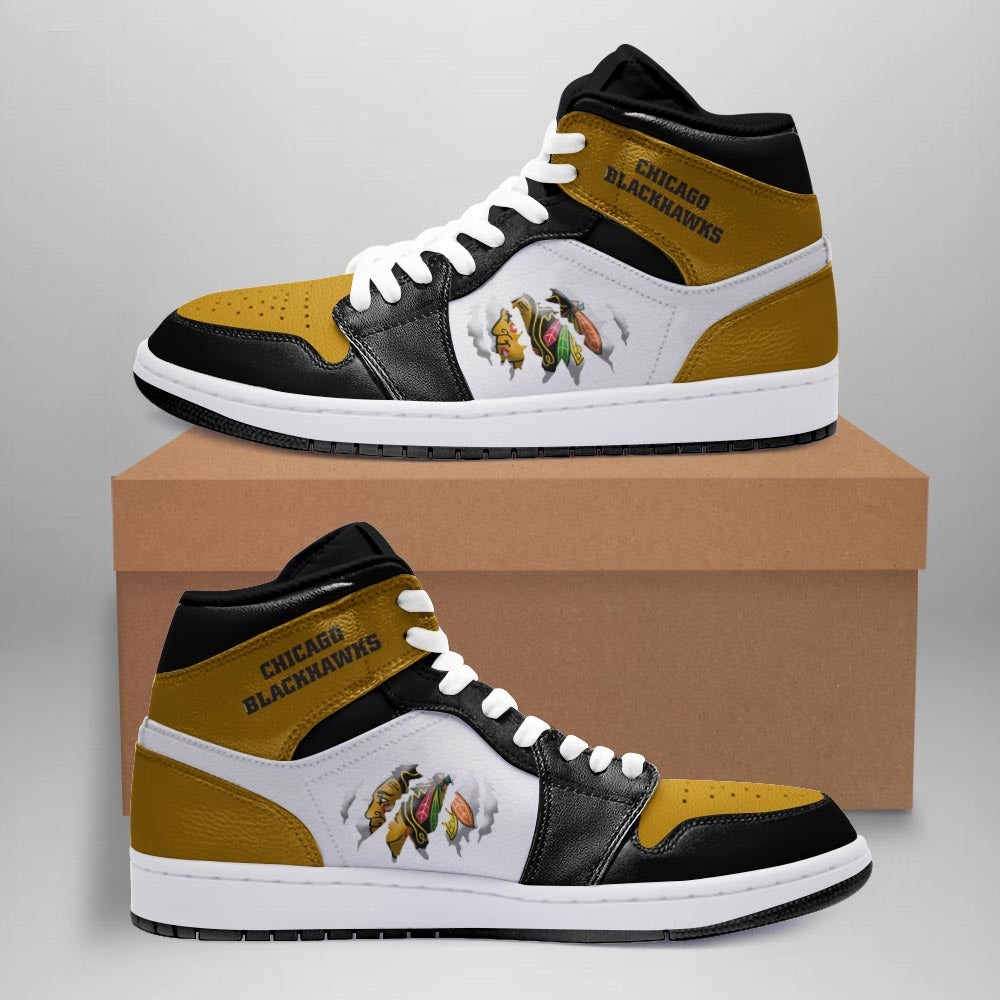 Ideafootwear Chicago Blackhawks AJ1 High Sneakers Shoes For Men And Women 4