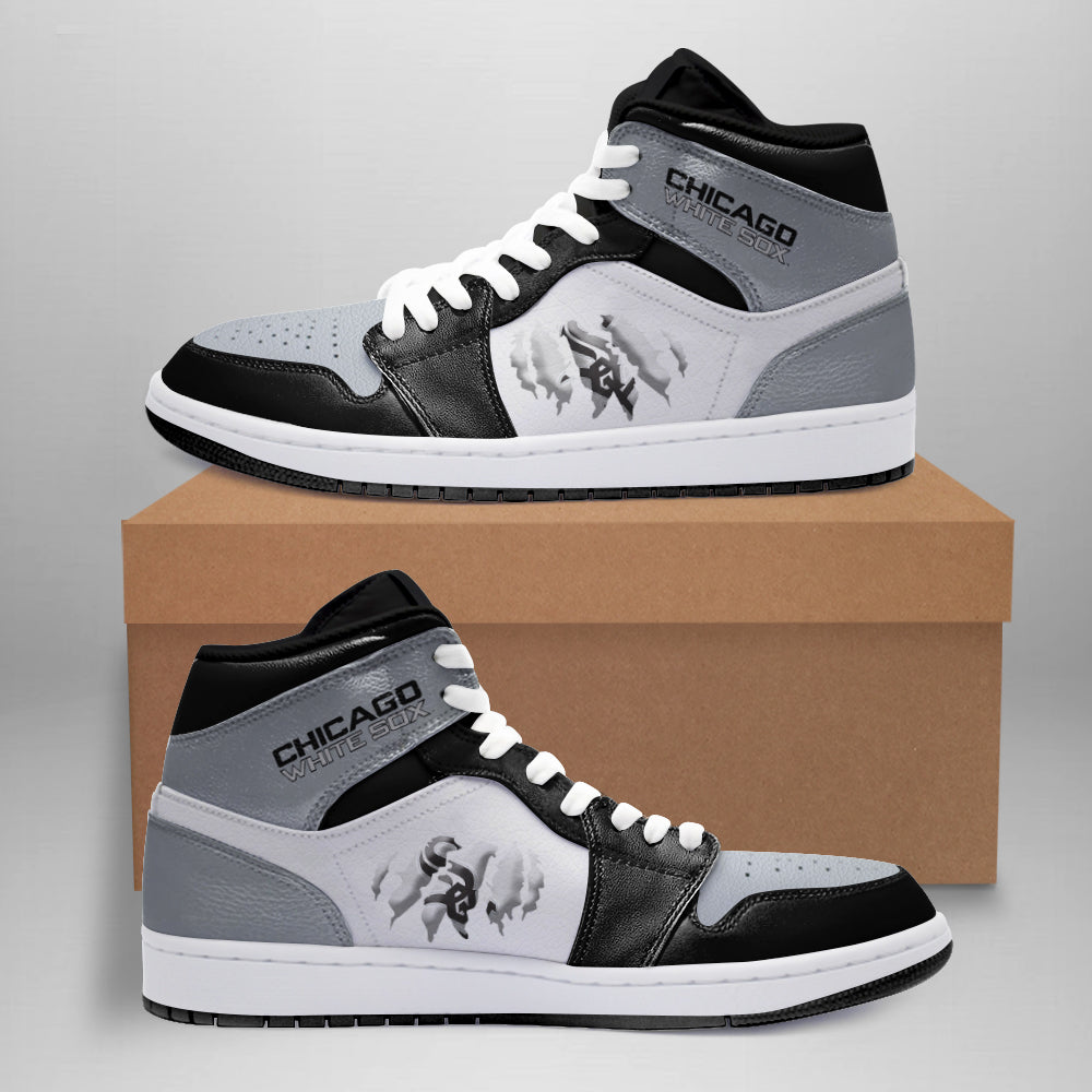Ideafootwear Chicago White Sox AJ1 High Sneakers Shoes For Men And Women 2