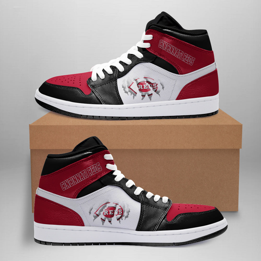 Ideafootwear Cincinnati Reds AJ1 High Sneakers Shoes For Men And Women 2