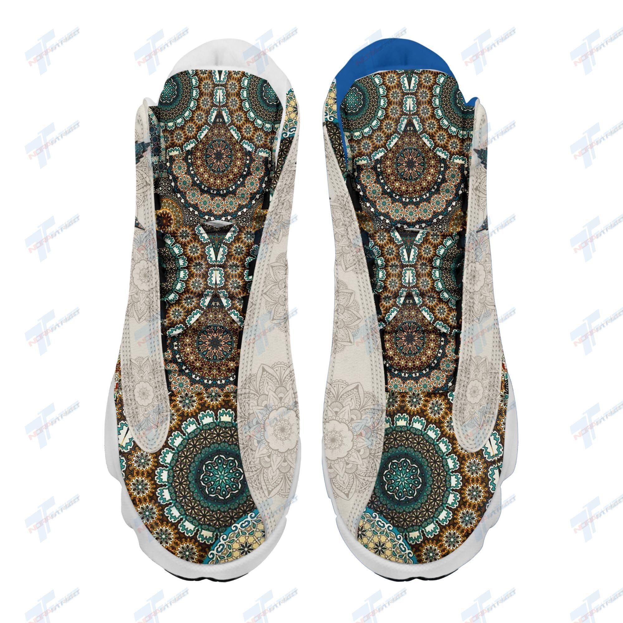 Ideafootwear Flower Mandala Canabis AJ13 Sneakers Shoes For Men And Women 1
