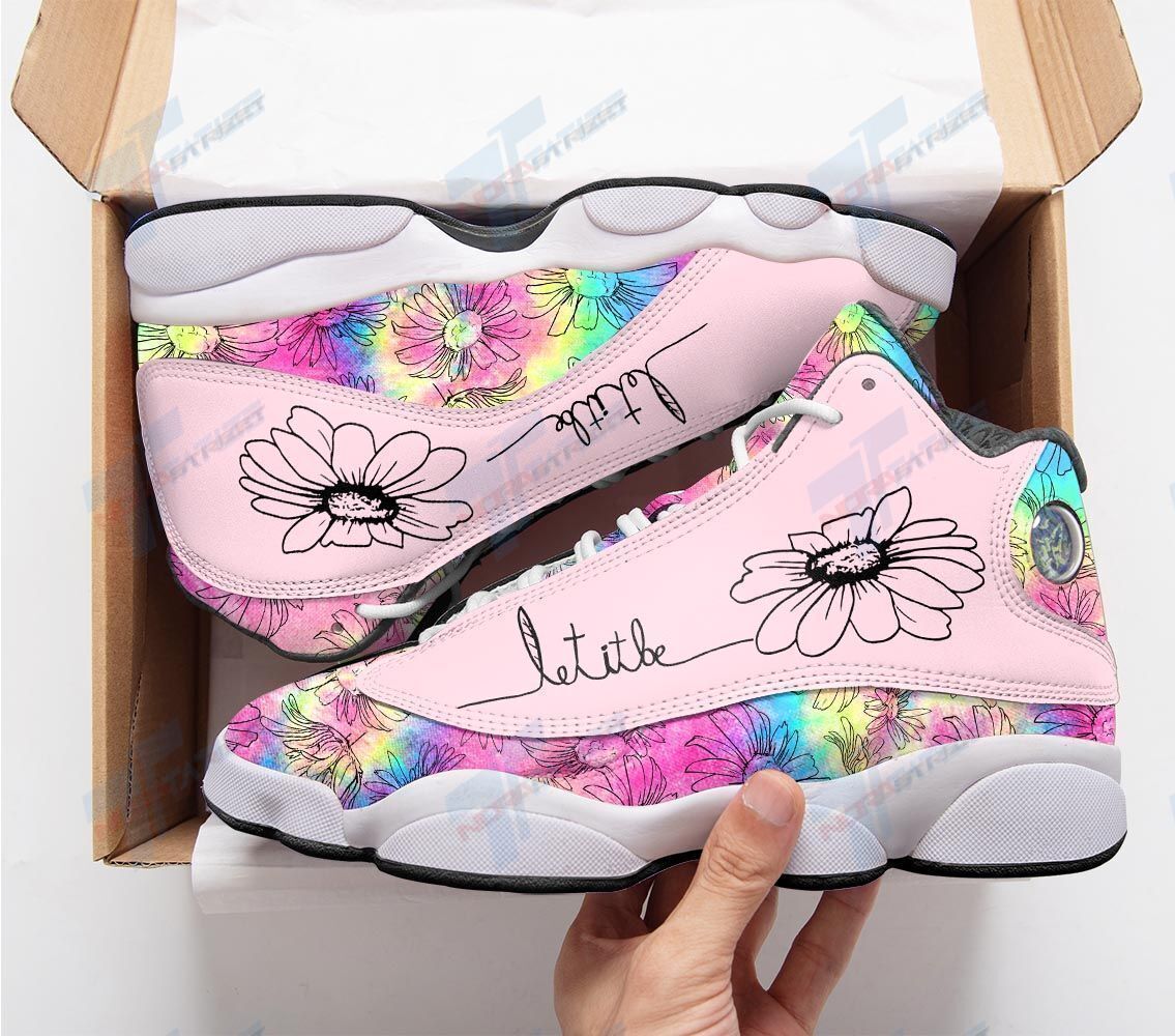Ideafootwear Hippie Flower Let It Be AJ13 Sneakers Shoes For Men And Women 1