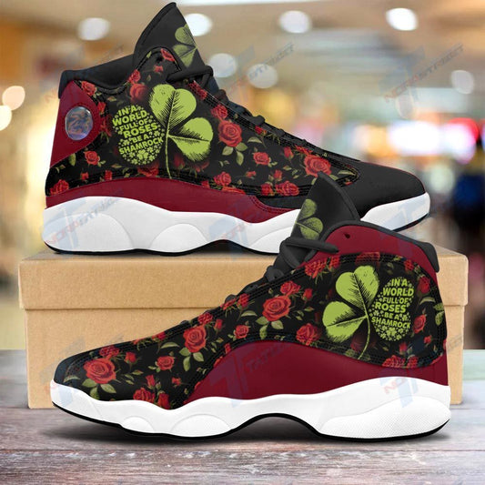 Ideafootwear In A World Full Of Roses Be A Shamrock AJ13 Sneakers Shoes For Men And Women 1