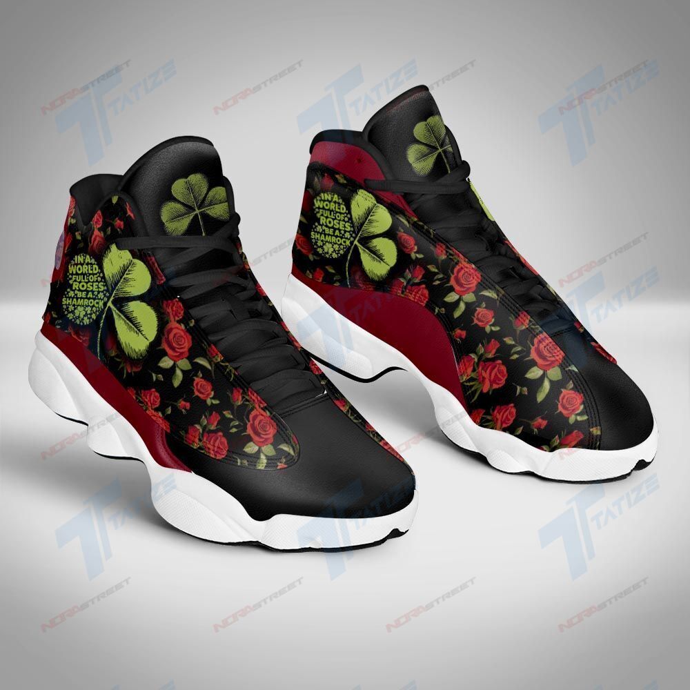 Ideafootwear In A World Full Of Roses Be A Shamrock AJ13 Sneakers Shoes For Men And Women 1