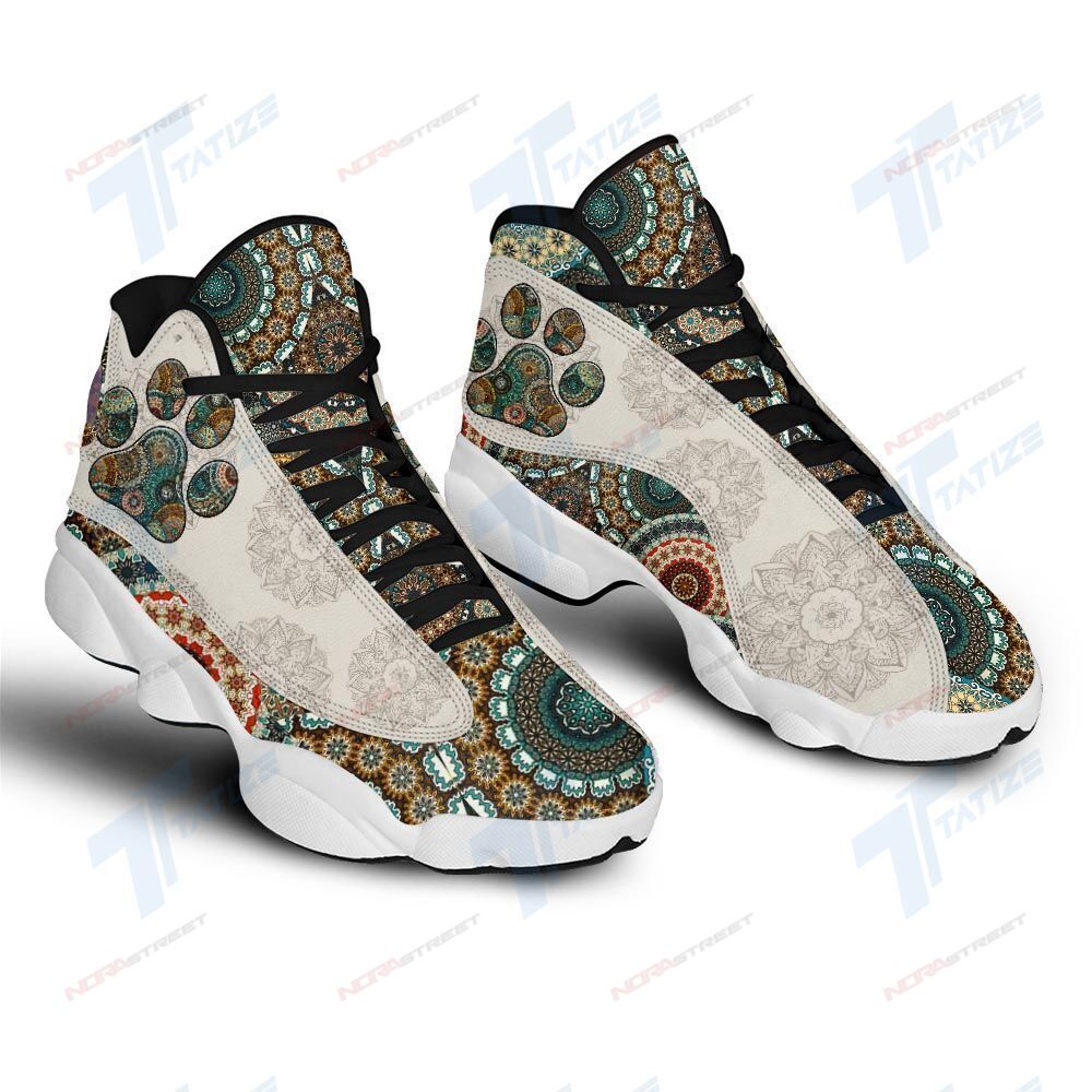 Ideafootwear  Mandala Pattern Dog AJ13 Sneakers Shoes For Men And Women 1