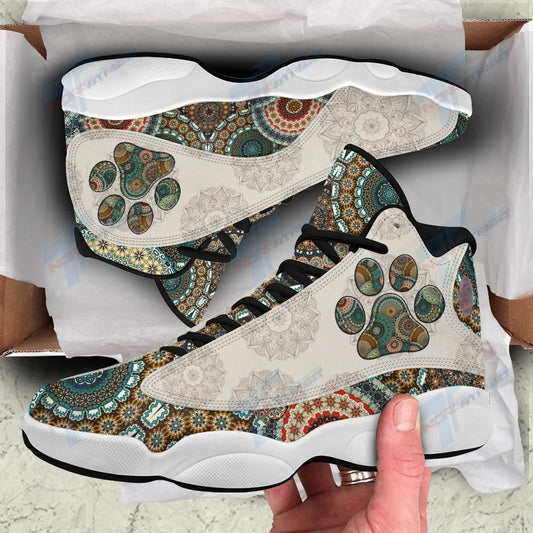 Ideafootwear  Mandala Pattern Dog AJ13 Sneakers Shoes For Men And Women 1