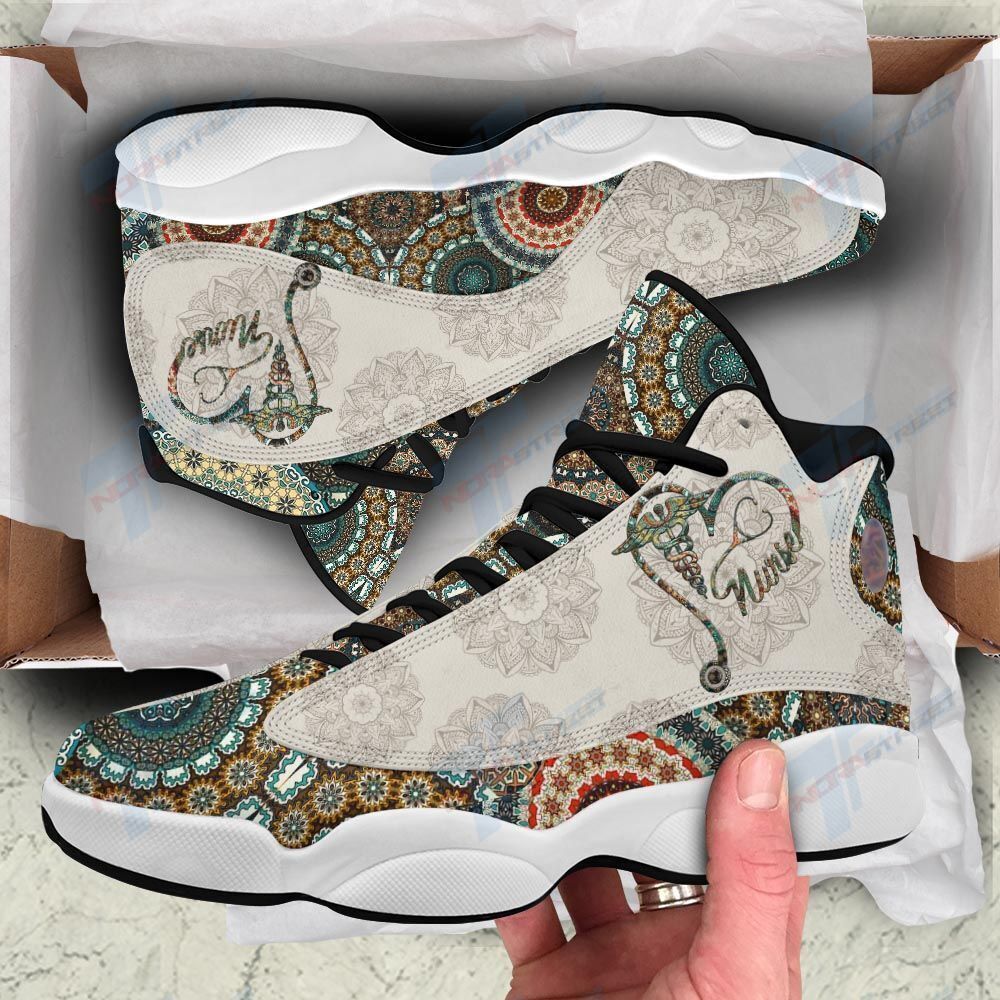 Ideafootwear Mandala Pattern Nurse AJ13 Sneakers Shoes For Men And Women 1