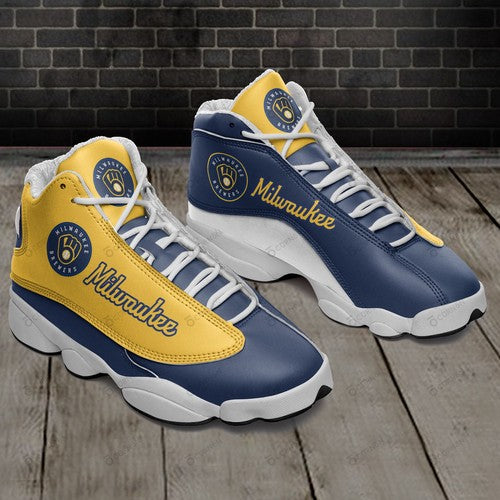 Ideafootwear Milwaukee Brewers AJ13 Sneakers Shoes For Men And Women 1