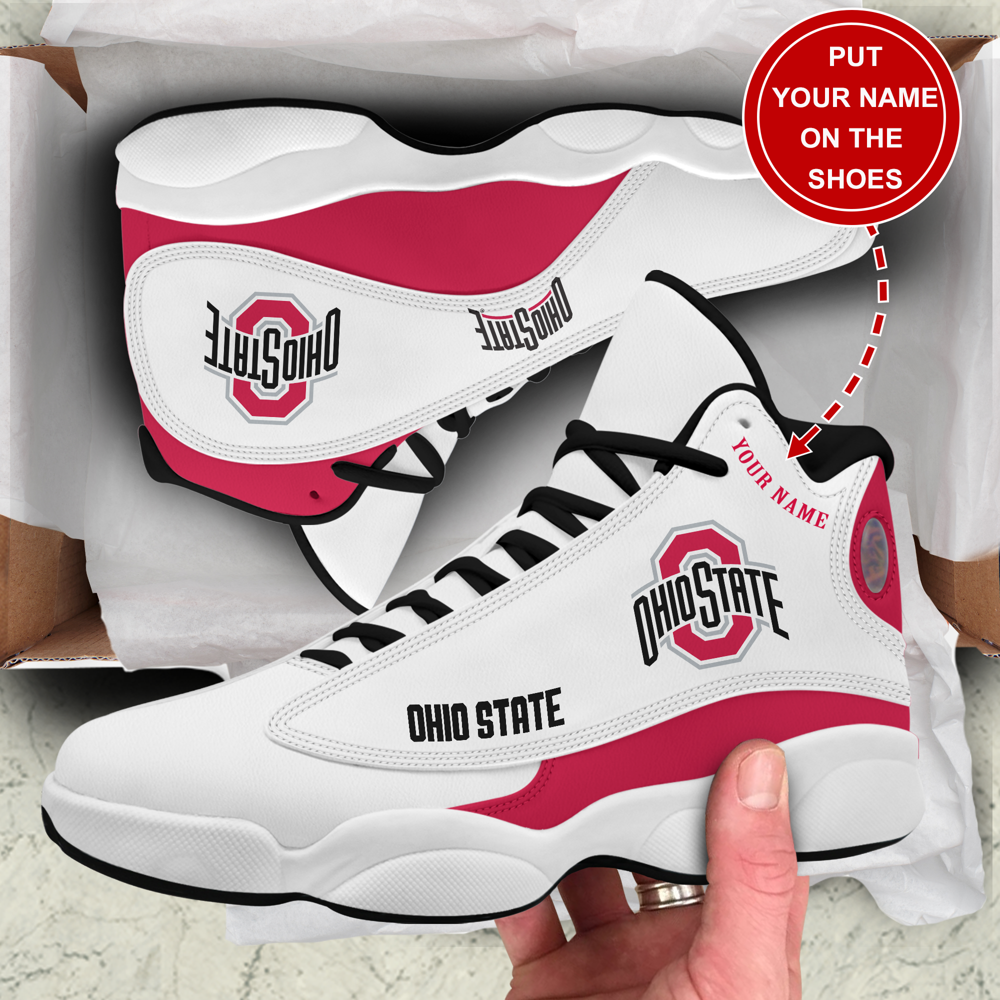 Ideafootwear Ohio State Buckeyes AJ13 Sneakers Shoes For Men And Women 1