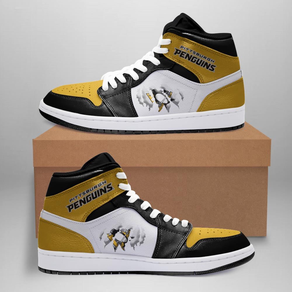 Ideafootwear Pittsburgh Penguins AJ1 High Sneakers Shoes For Men And Women 3