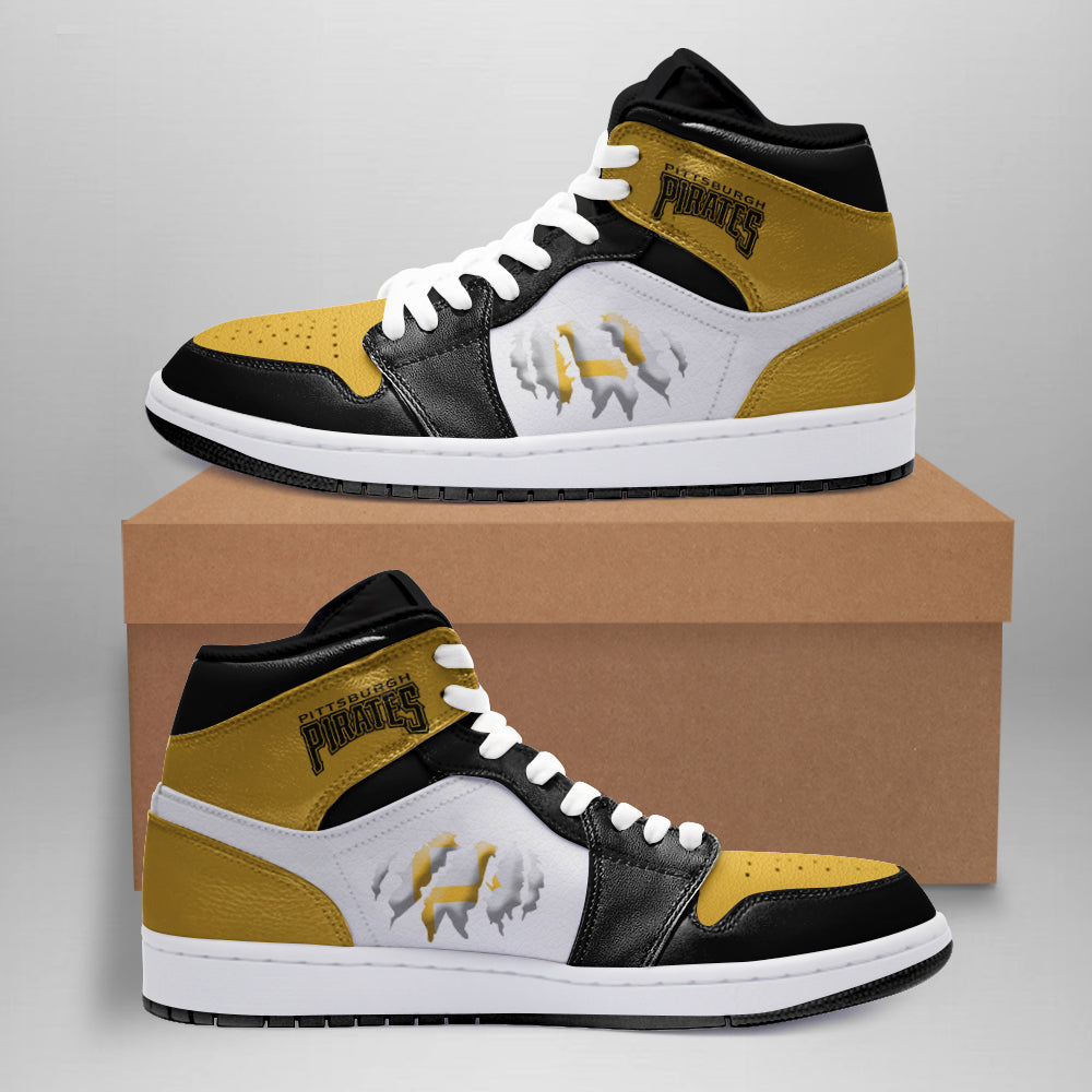 Ideafootwear Pittsburgh Pirates AJ1 High Sneakers Shoes For Men And Women 2