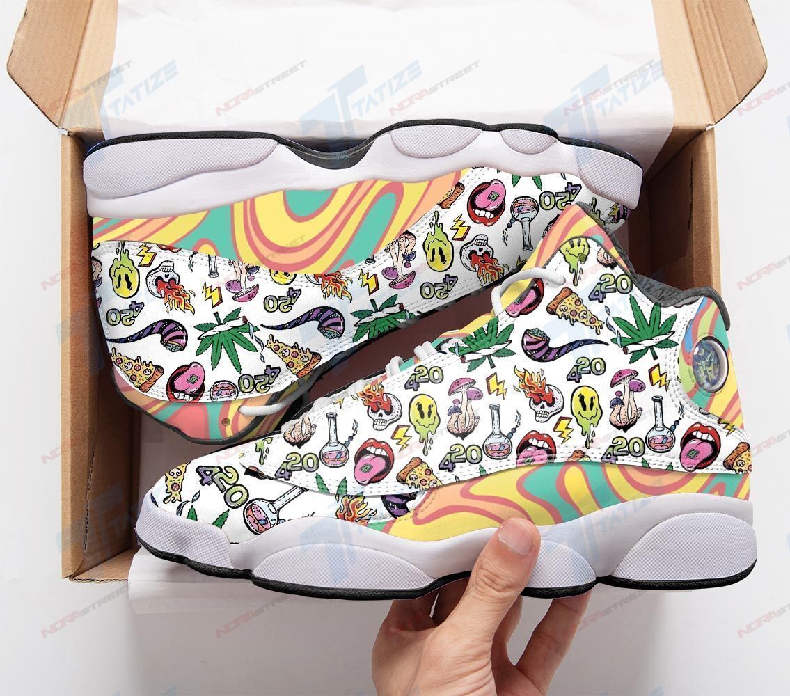 Ideafootwear Psychedelic Drug Pattern AJ13 Sneakers Shoes For Men And Women 1