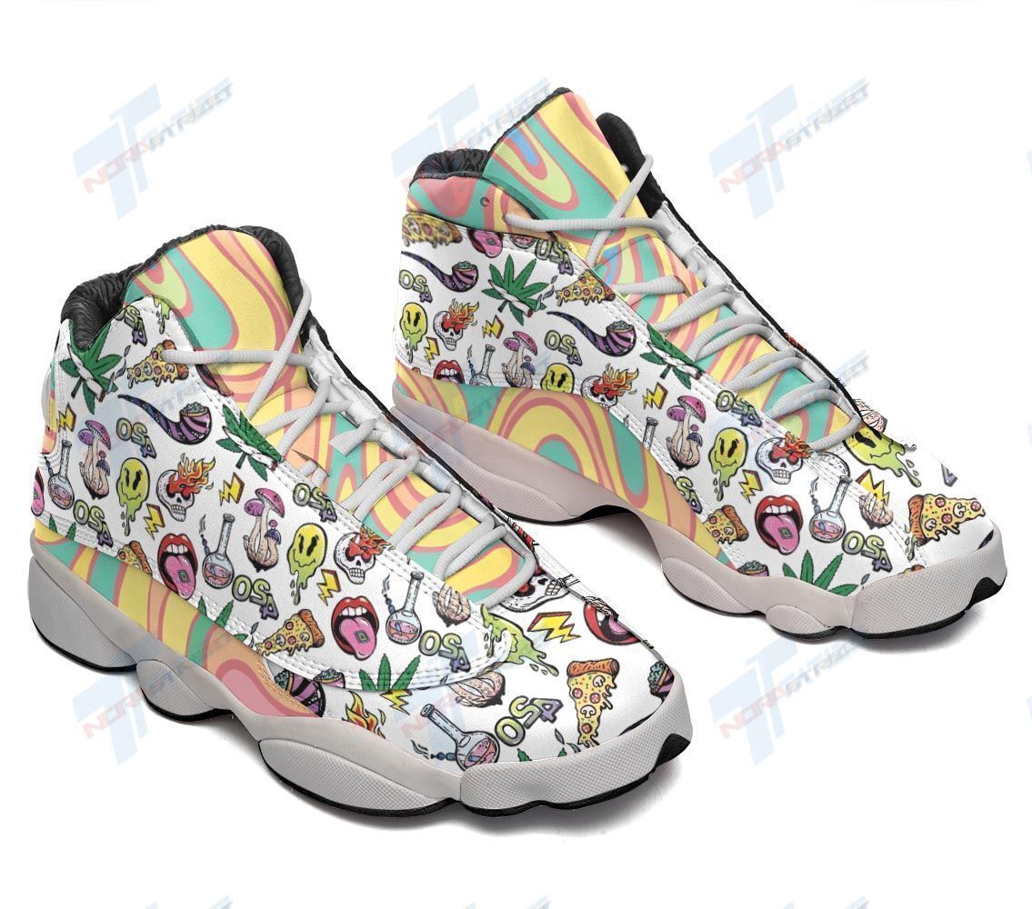 Ideafootwear Psychedelic Drug Pattern AJ13 Sneakers Shoes For Men And Women 1
