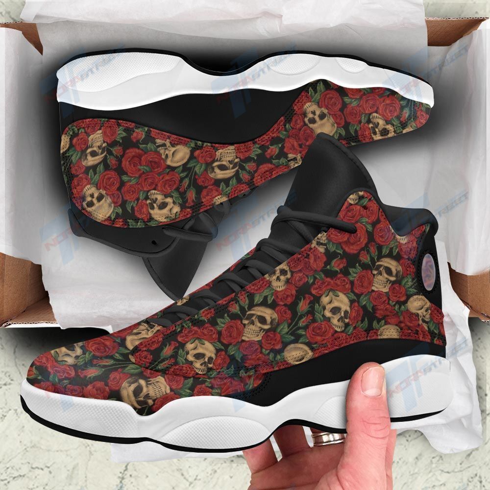 Ideafootwear Skull Flower Rose AJ13 Sneakers Shoes For Men And Women 1