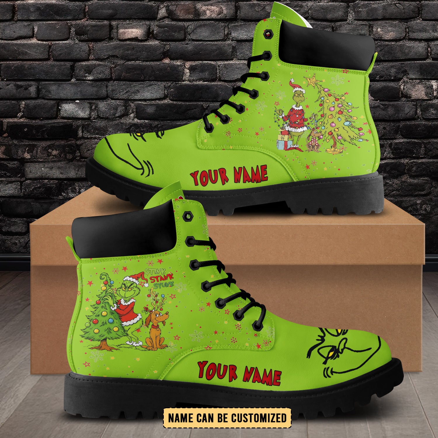 IdeaFootwear The Grinch x Christmas Boots Shoes For Men And Women