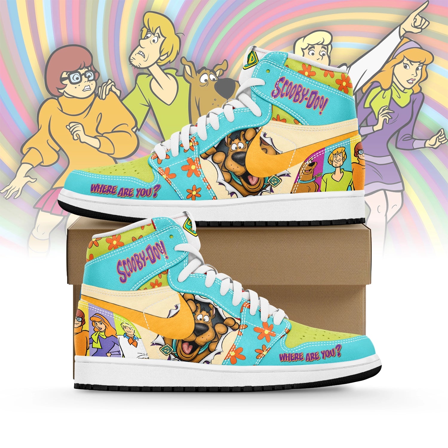 Ideafootwear Scooby Doo AJ1 High Sneakers Shoes For Men And Women 1